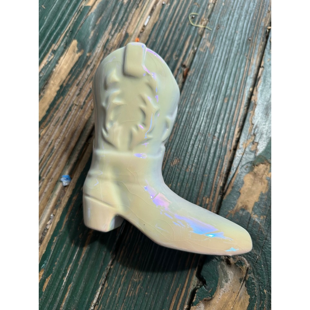 Aldi Cowgirl Boot Scented Candle Iridescent Ceramic Apple Blossom Lilac Jasmine